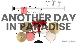 Another Day In Paradise - Phil Collins | BEGINNERS DRUMS | Scrolling Scores