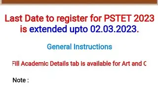Pstet 2023 new update|Date extended to apply upto 02.03.2023