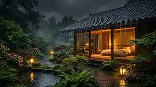 Peaceful Forest Rain at Night Inside a Cozy Cabin for Deep Sleep, Relaxation & Stress Relief