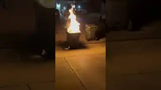 Trash can caught on fire on the 4th of July #short