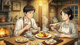 Relaxing Rain Sounds & Ghibli Cooking in a Forest Cabin I Ghibli-Style Video