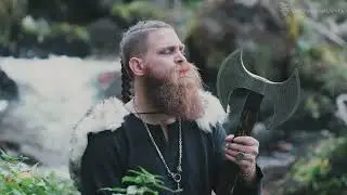 VikingsBrand Odin's Double Head Viking Axe - Hand Forged Carbon Steel Twin-Blade Berserker Axe