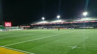 Newport County - AFC Wimbledon 1-2 the players are entering the Rodney Parade 02.01.2025