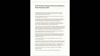 214 Florida Insurance Exam Questions And Answers 2023