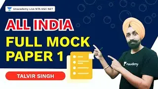 All India Full Mock Paper 1 | Talvir Singh | NTA UGC NET | Unacademy Live