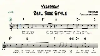 THE BEATLES - YESTERDAY - Real Book Style (Melody + Chord + Lyrics)