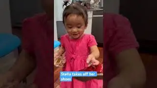 Stella takes off her shoes #cutekids #babydevelopment #cutebaby #baby #kids #babygirl  #funny