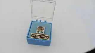 Vintage 14KT Gold Beloit Corporation Emblem Pin Green Emerald Sterling Tie Clip