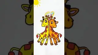 I Painted Two Cute Giraffes&hellip; Then They CHASED A PLANE! 🦒✈️🎨 | Coloring Comes to Life #Shorts