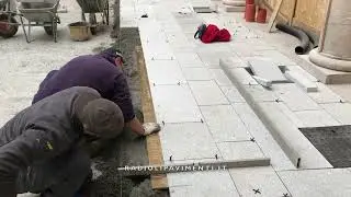 Pavimentazione in pietra a Bergamo piazza Dante Alighieri - via Piave