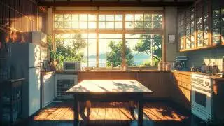 Warm Kitchen, Sunlit Comfort, Golden Hour, Vintage Charm, Ocean Breeze