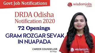 DRDA Odisha Notification 2020 | 72 Openings For Gram Rozgar Sevak in Nuapada @Wisdom jobs