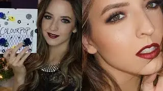 Colourpop 2016 Holiday Shadows + Halo Eyes & Red Metallic Lips Holiday Makeup | Ashley Landry