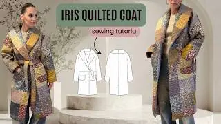 Quilted Coat Sewing Pattern | Iris Wrap Coat Sew Along (Sizes 34&ndash;56 PDF Tutorial)