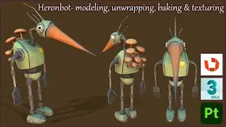 Modeling, Unwrapping & Texturing a Cute Stylized Heronbot Character