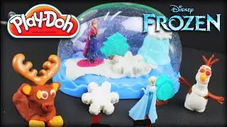 &hearts; Play-Doh Disney FROZEN Sparkle Snow Dome Playset With Anna Elsa Olaf Sven Sparkle Playdough