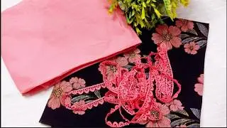 New Printed Neck design cutting and stitching|Neck design with lace|Lace neck design#fashionideas
