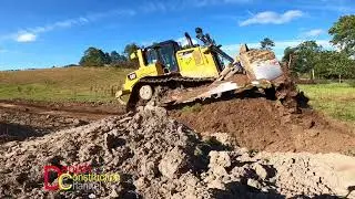 Stripping Dry Sandy topsoil With Cat D6T Dozer