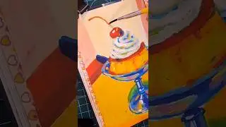 Dessert drawing🍮💝|| Pudding gouache painting⋆.𐙚˚#painting #artvideo #dessert #art