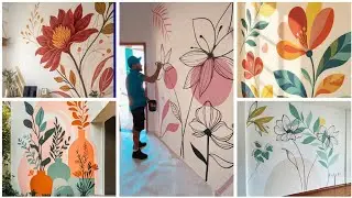 Latest Flower Wall painting design  for bedroom and living room // Creative Wall Painting Ideas 2026