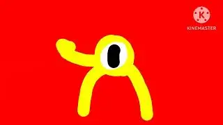 Yellow monster walking red screen