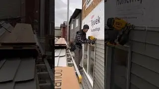 Cutting vinyl siding around a window - install using Siding Tips with Dewalt 20v roofing nailer
