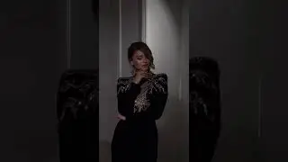 SS217 | Elegant Black Long Sleeves Evening Dress with Gold Beaded