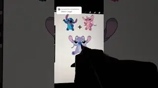 Stitch + Angel 💜 #stitch #angel #drawing #cute #disney