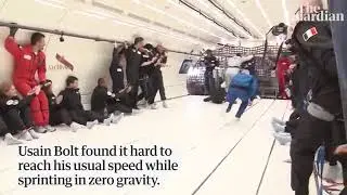 Usain Bolt races to victory in a no-gravity race in Space