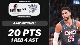 Ajay Mitchell vs Portland Trail Blazers | 20 PTS 1 REB 4 AST 2 STL | NBA 11-23-2025 Highlights