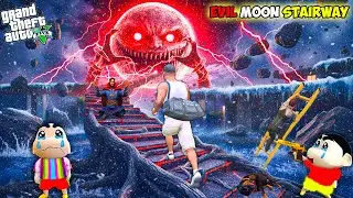 The Moon Wakes up & Franklin & Shinchan Found a Secret Stairway in GTA 5