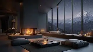Soft Ambient Piano with Gentle Fireplace Sounds | Quiet Cozy Room Atmosphere for Deep Relaxation