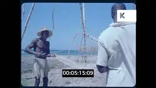 1950s Caribbean, Men Make Fishing Nets By Hand, 35mm