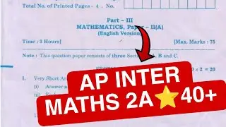 Ap inter Maths 2A💯 Public Question paper ⭐ || Intermediate Public maths Paper 2024 || Public papers