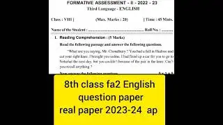 8th class fa2 English question paper 💯 real 2023 #viralshort @Geniunemovietalktelugu123