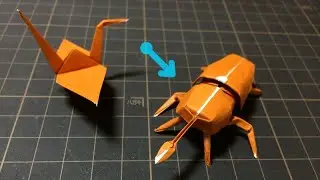 ツルの手順からカブトムシの折り紙ができてしまう動画How to make Origami Beetle 종이 접기