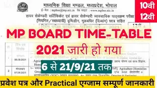 MP BOARD SPECIAL EXAM TIME TABLE CLASS 10th 12th 2021 जारी | Admit Card Download Practical RE EXAM