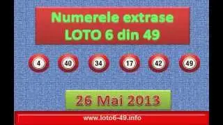 Numerele extrase la Loto 6/ 49 26.05.2013