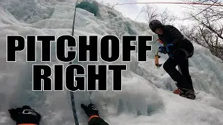 ice climbing PITCHOFF RIGHT in KEENE VALLEY