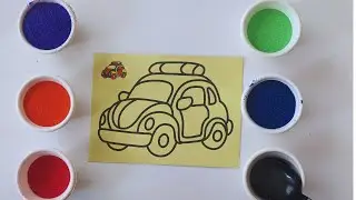 Sand Painting for Kids| Sand Painting the car|Art Videos for kids|Kids coloring videos|Sand Painting