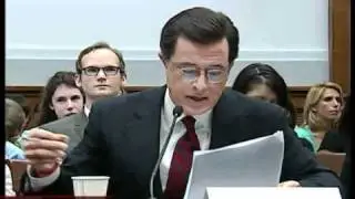 Colbert stays in character at congressional hearing