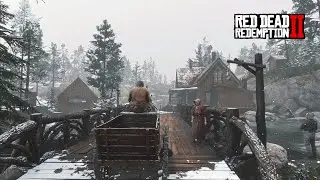 Horse Wagon Ride Across Snowy Winter Lands | 6 Hours RDR2 ASMR Ambience