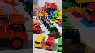 Jeep being pushed by cement mixer truck into hole, part 76