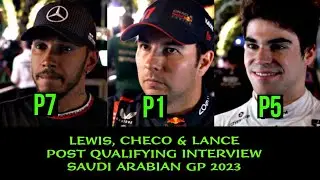 LEWIS, SERGIO PEREZ, LANCE STROLL POST QUALIFYING INTERVIEW SAUDI ARABIAN GP 2023