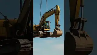 Helicopter Carries Excavator Over City! #Shorts #HelicopterLift #HeavyEquipment #Engineering #Viral