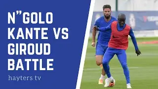 N'Golo Kante & Olivier Giroud battle in France training as Mbappe shows off his tricks and flicks
