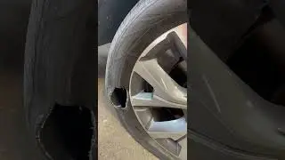 Hole in sidewall of tire #tire #tires #rims #automobile #car #vehicles #wheels
