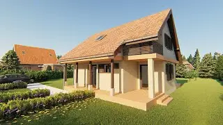 Casa cu mansarda cu doua dormitoare. Dimensiuni  9 x 7 mt.