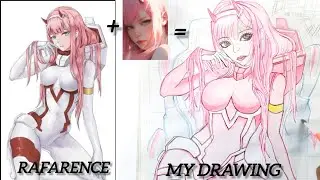 Drawing Beautiful Waifu 02( zero Two) full body from [DARLING IN THE FRANXX] Anime