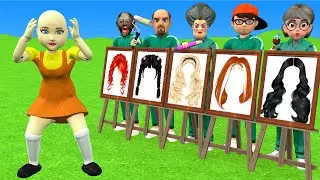 Scary Teacher 3D vs Squid Game Draw Hair Squid Girl Beautiful or Error Challenge 5 Times Challenge